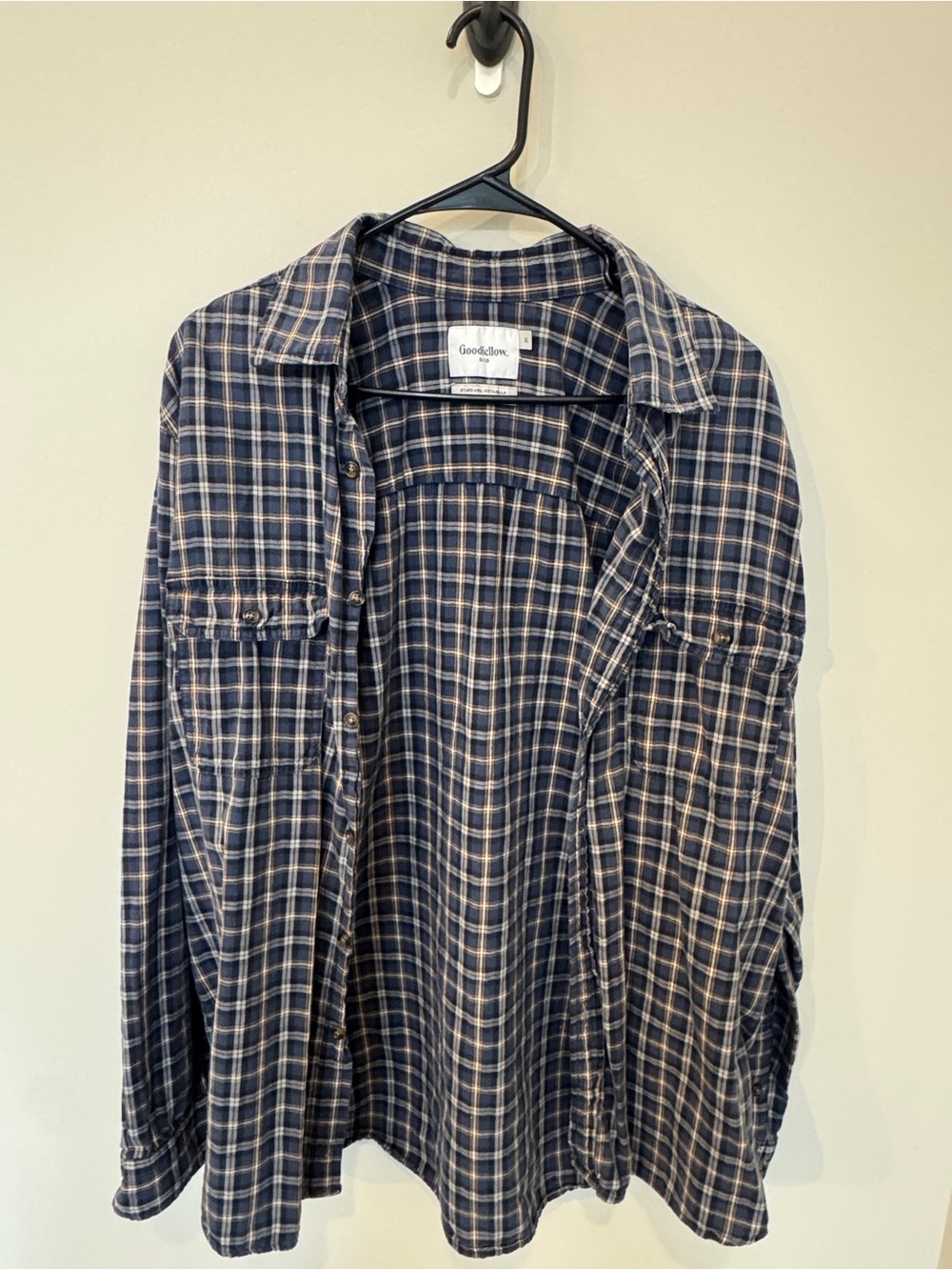 Goodfellow & Co Navy and White Plaid Button-Down Shirt